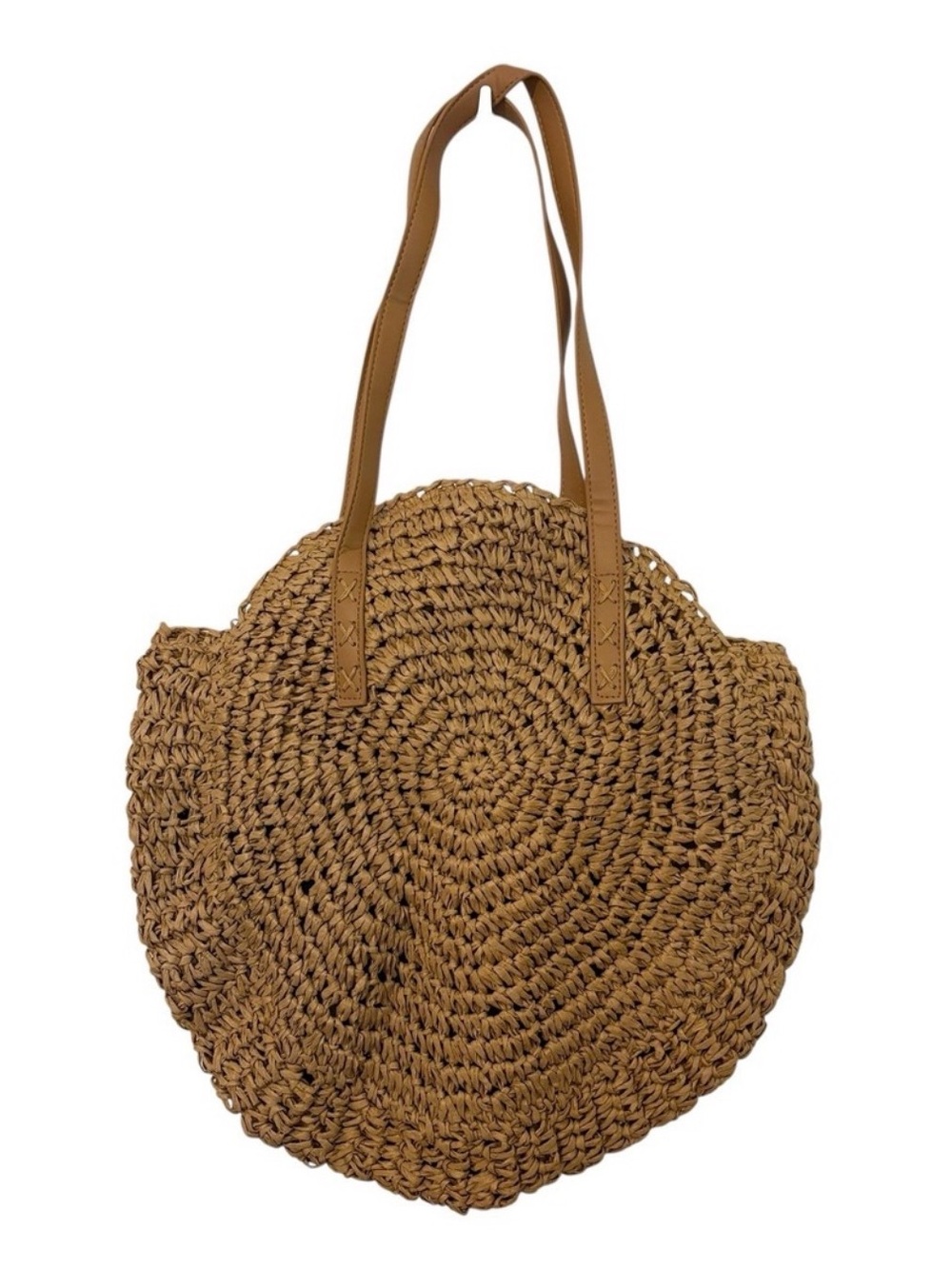 Cupshe Woven Round Straw Tote Bag in Tan
